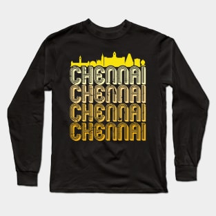 Madras Chennai Yellow Vintage Tamil Design Long Sleeve T-Shirt